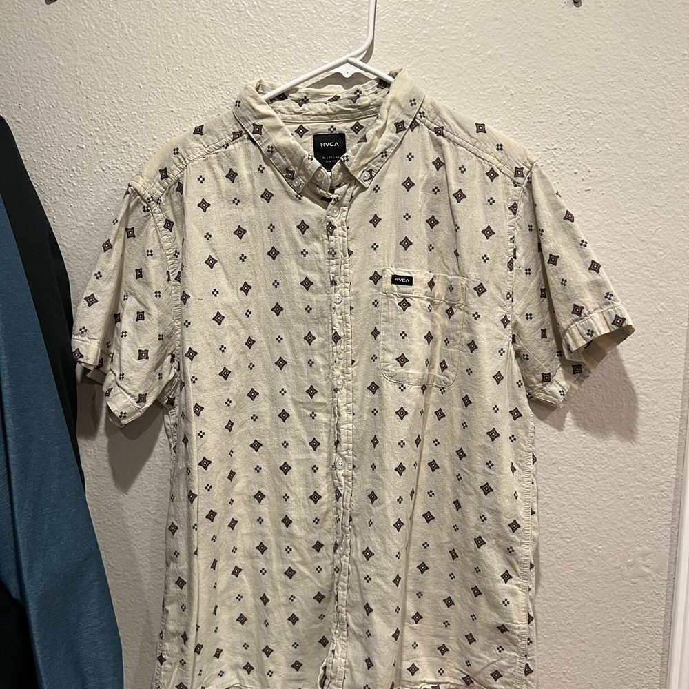 RVCA Men's Light Tan Geometric Shirt